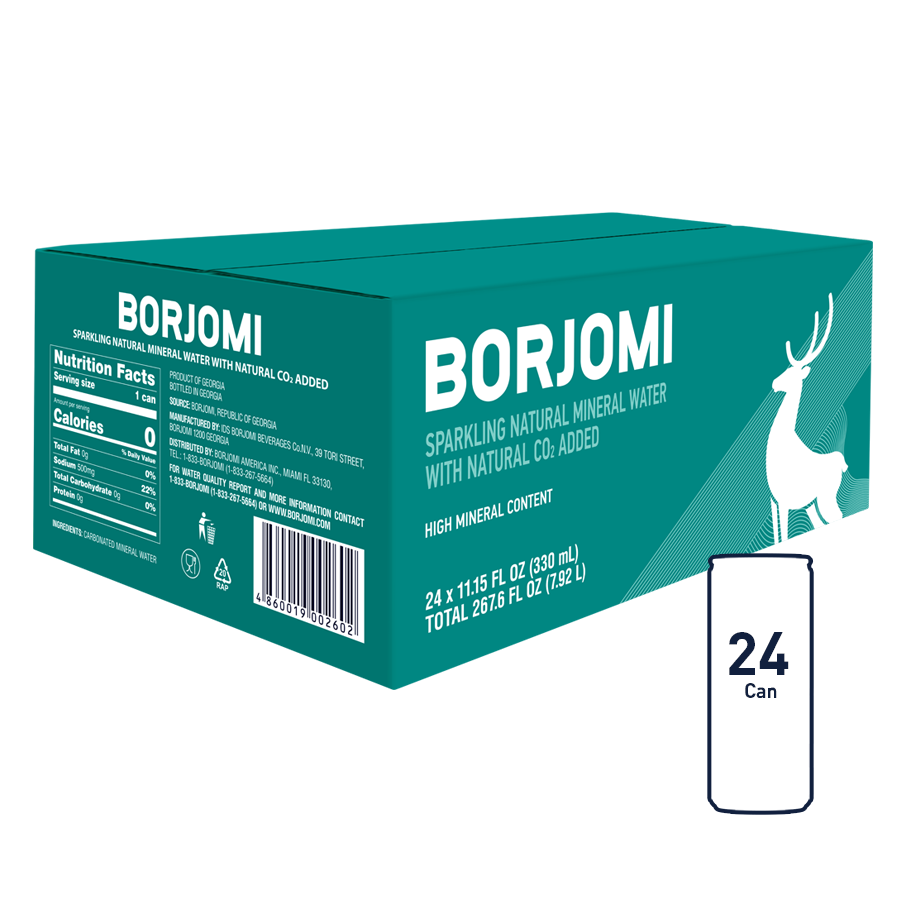 Borjomi Sparkling Water, 11.15 Fl. Oz. Cans (24 Pack)