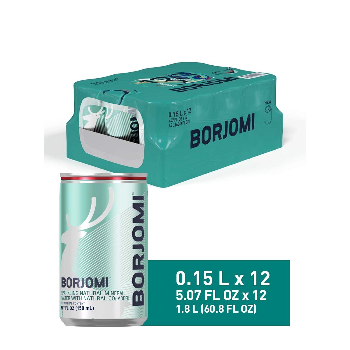 Borjomi Sparkling Water, 5.07 Fl. Oz. Cans (12 Pack)